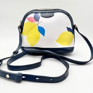 Kate Spade NWOT Lemon Print Crossbody Bag in White and Navy